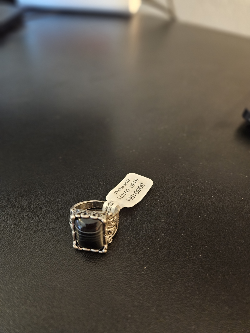 Sterling Silver Black Stone Statement Ring